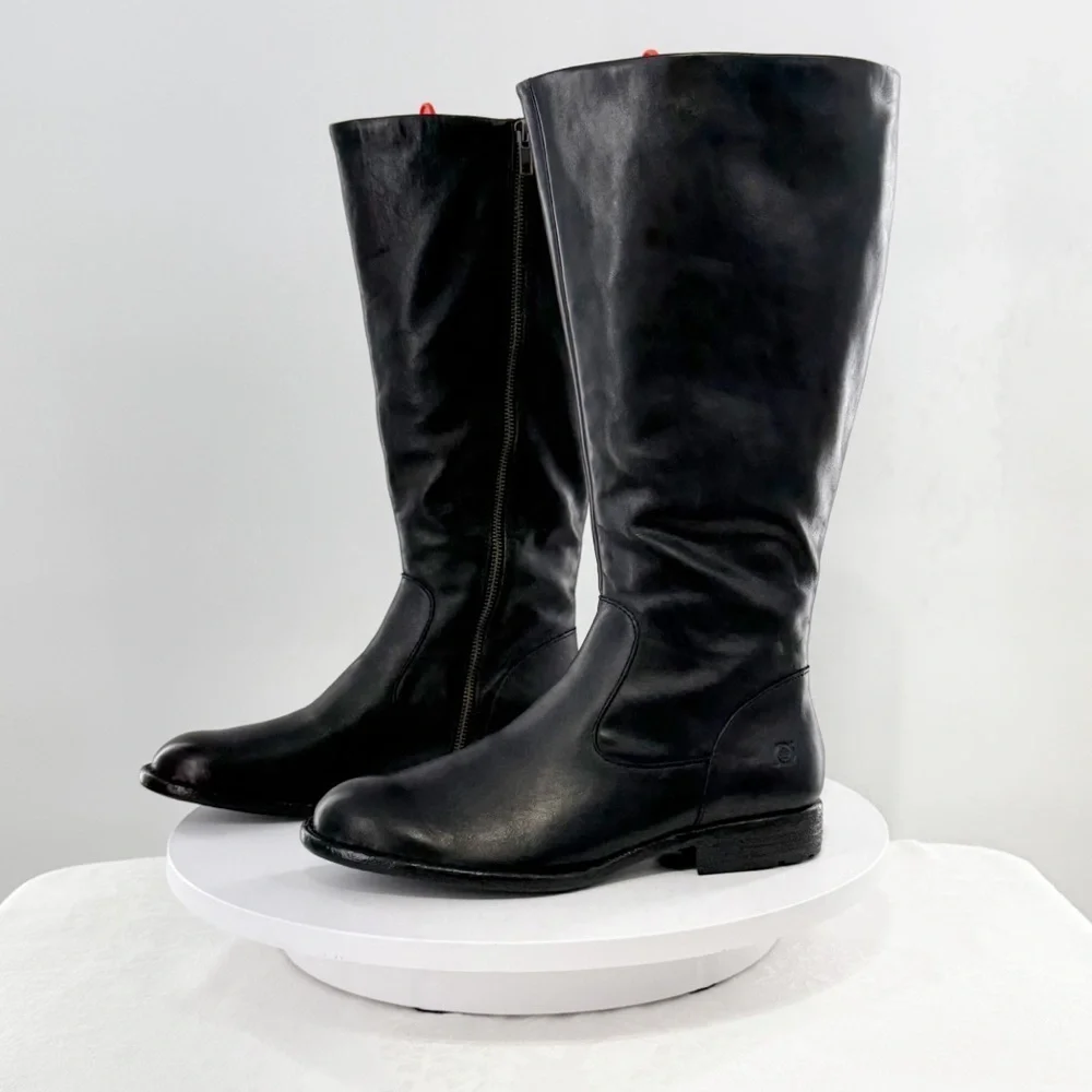 Born Women’s Black Leather Riding Boots – Size 9M Classic Equestrian Style